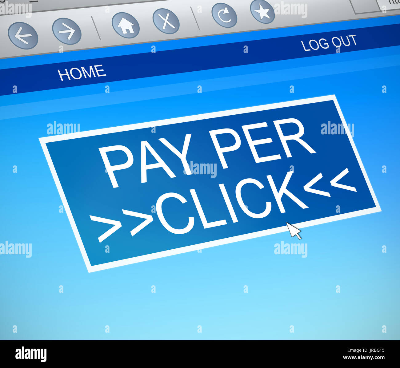 Computer Pay Per 3d Illustration depicting a computer screen capture with a pay per ...
