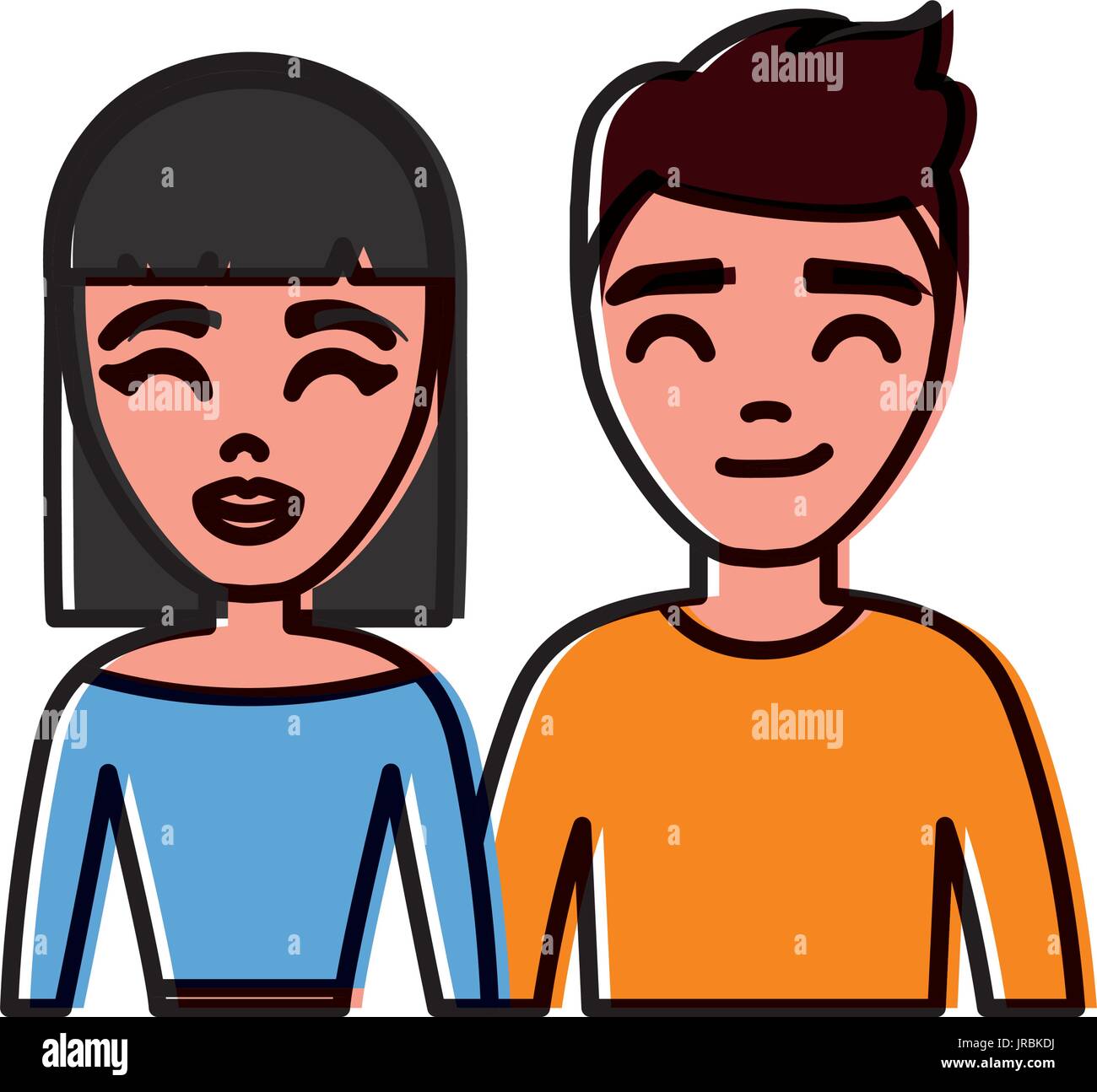 cartoon couple smiling icon Stock Vector Image & Art Alamy