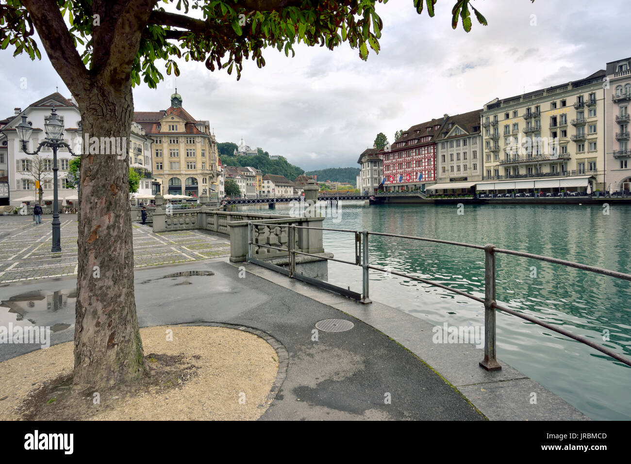 View of the city of Lucerne and Gutsch castle in Switzerland Stock Photo