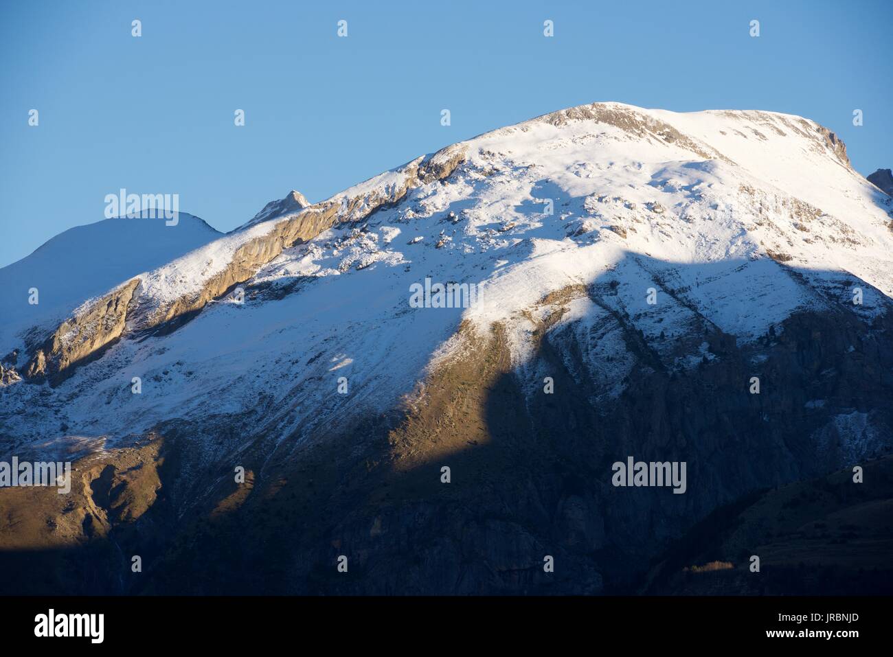 Snowy peak, Tendenera Mountains, in Tena Valley, Panticosa, Aragon, Huesca, Spain. Stock Photo