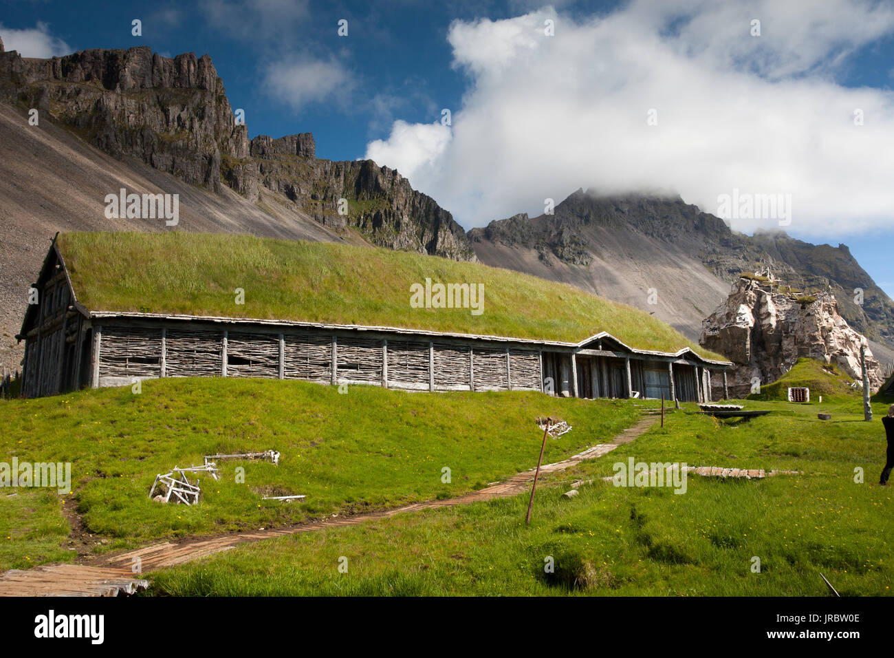 Viking Village, Vestrahorn Mountain Stock Photo