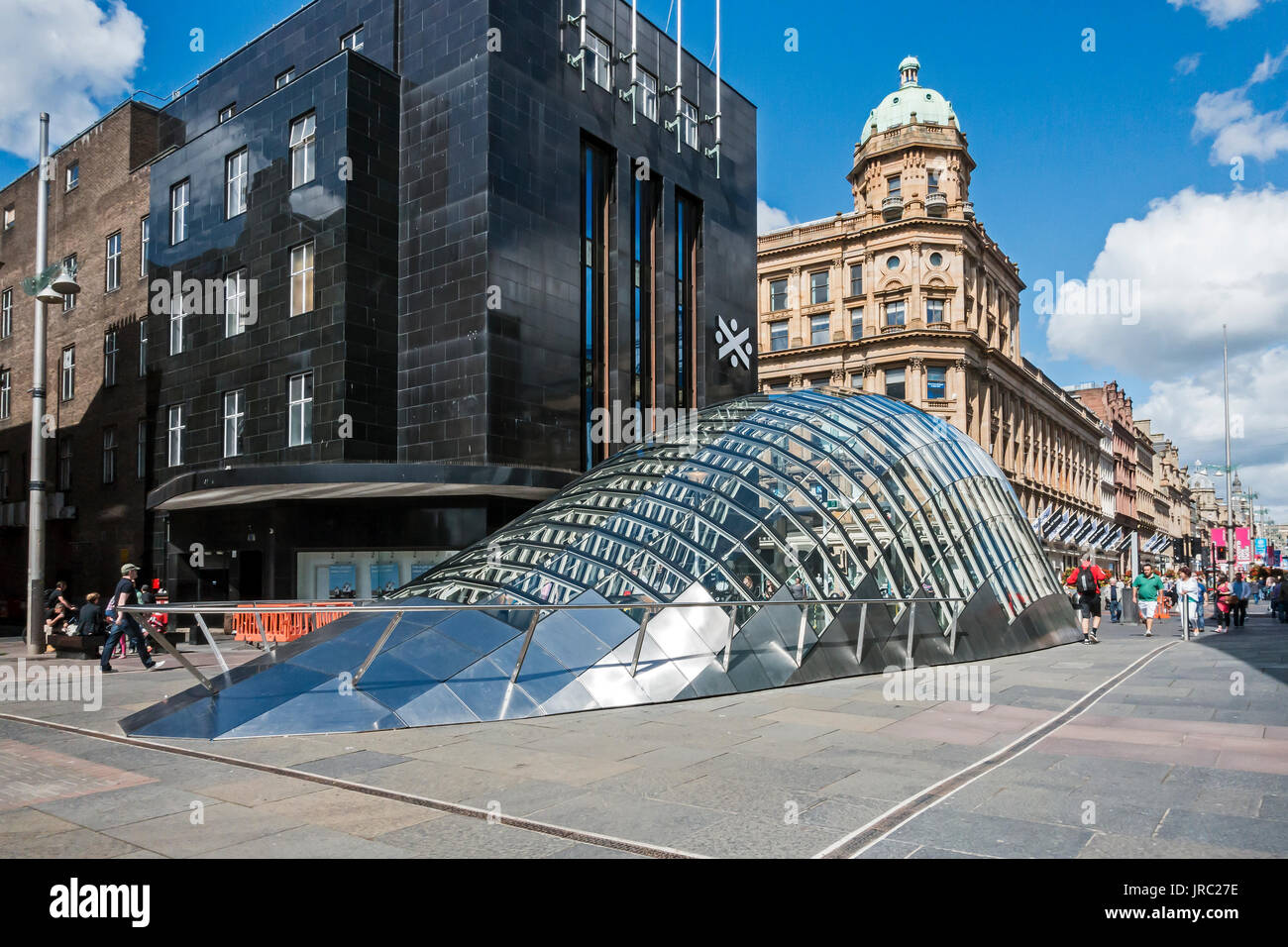 Entrance to the north facing SPT Glasgow underground Subway station in St Enoch Square Glasgow city Scotland UK Stock Photo
