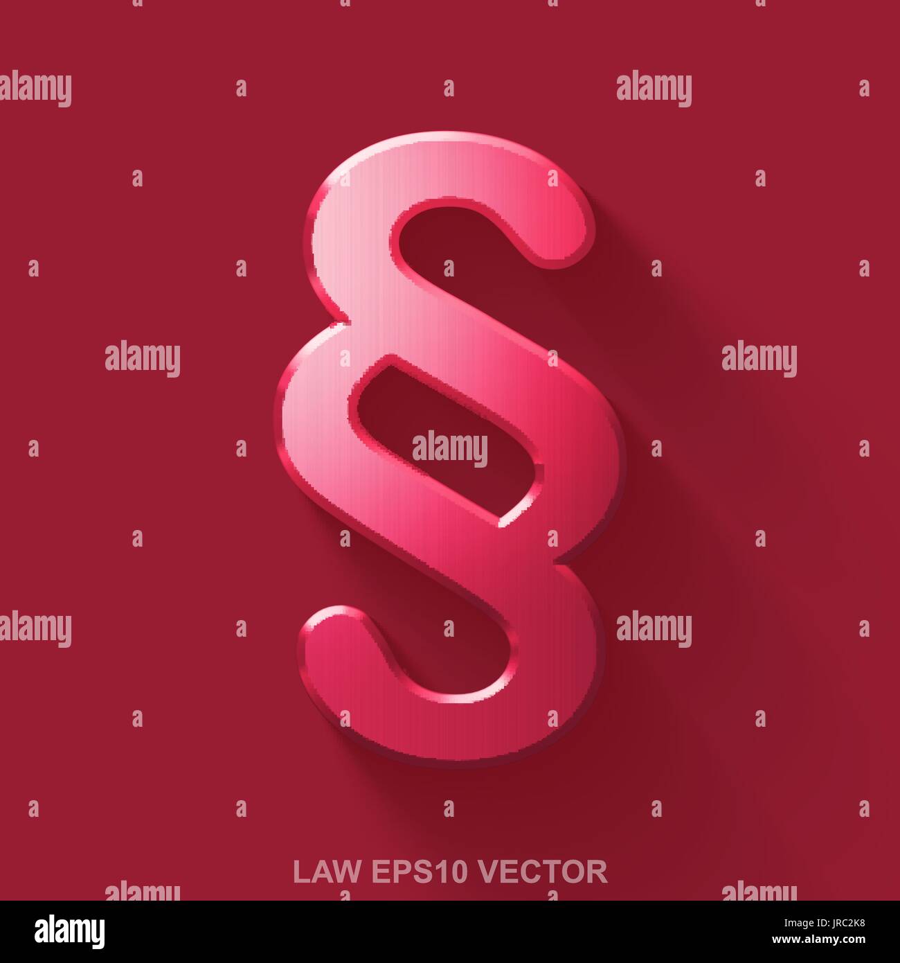 Flat metallic law 3D icon. Red Glossy Metal Paragraph on Red background ...