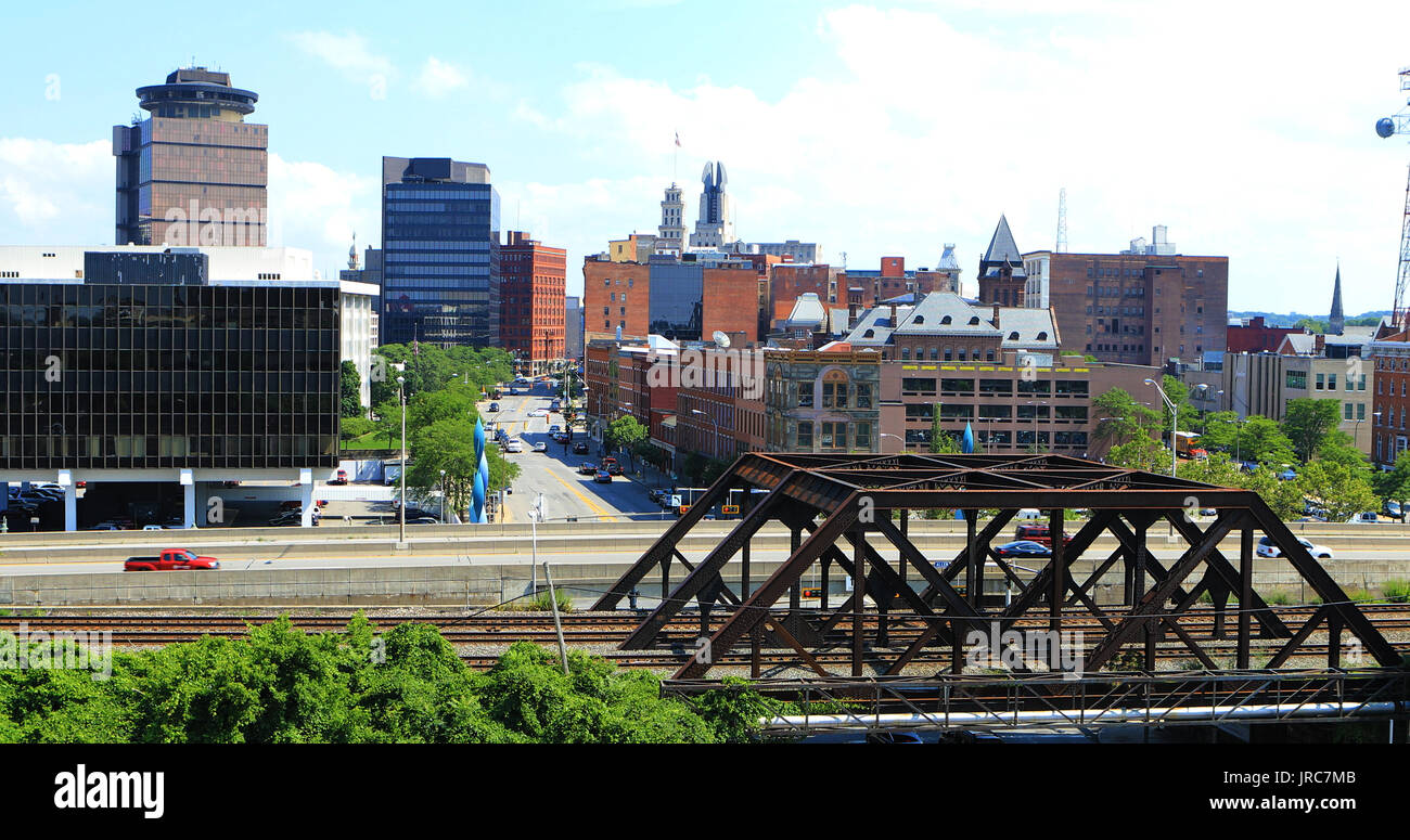 An aerial view of traffic in Rochester, New York Stock Photo Alamy