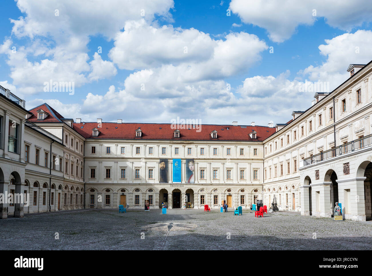 Courtyard of the Stadtschloss (Weimar Castle) housing the Neues Museum, Weimar, Thuringia, Germany Stock Photo