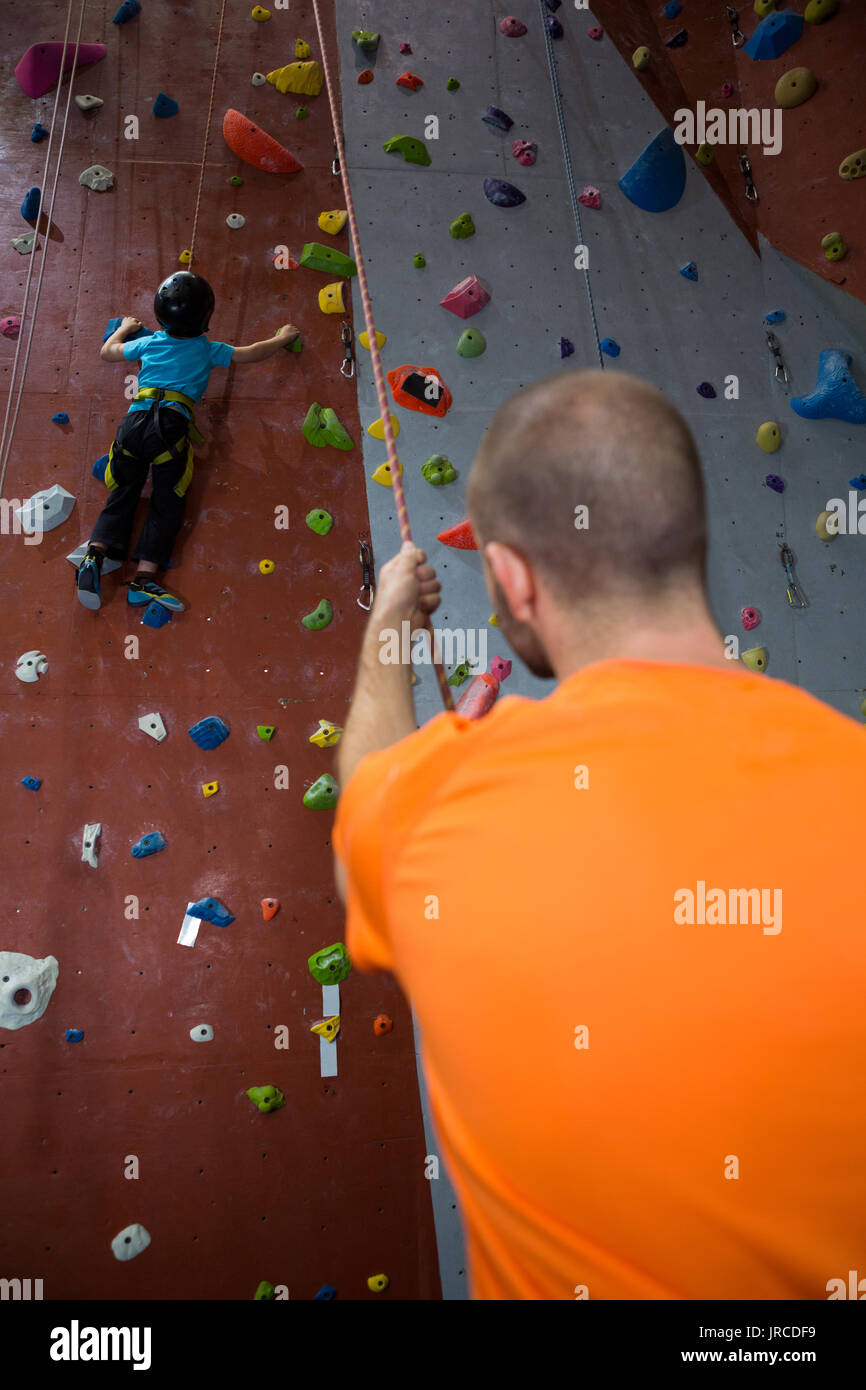 Helping indoor climbing rope hi-res stock photography and images - Alamy