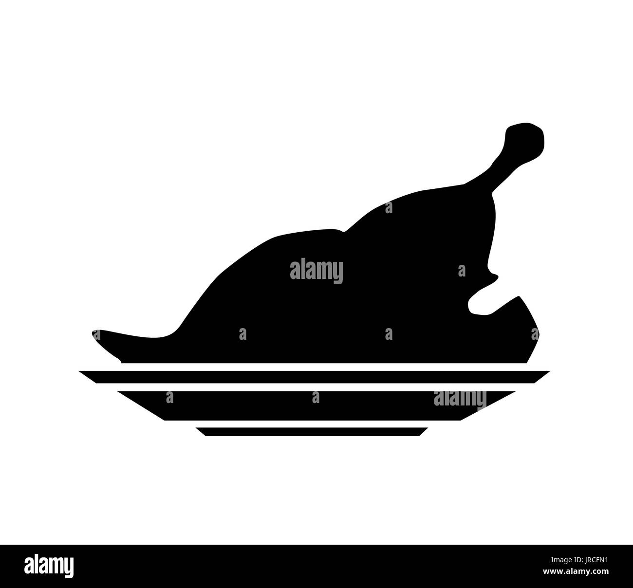 vector flat chicken on plate icon isolated. Stock Vector