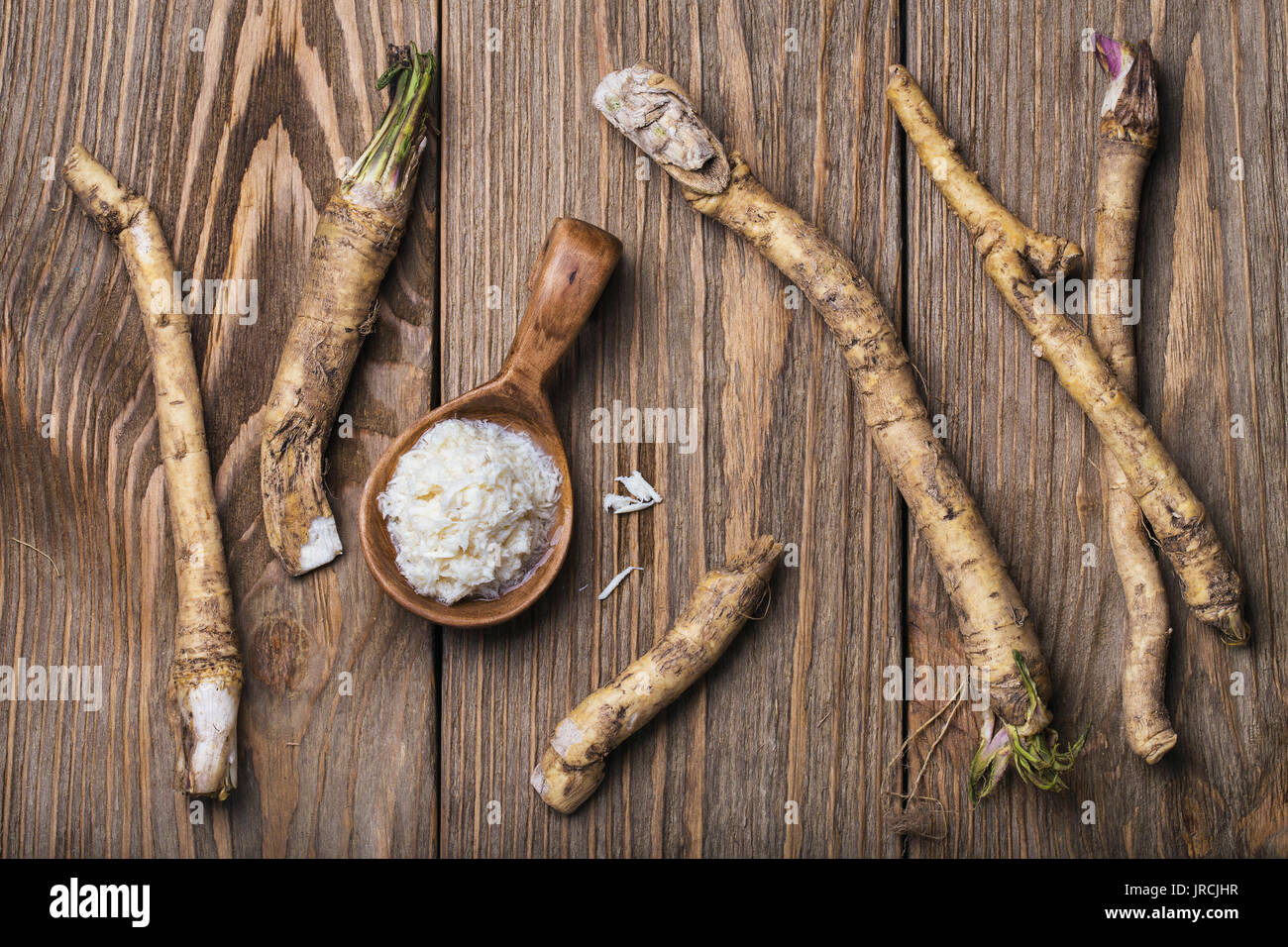Seasoning of grated horseradish, top view Stock Photo Alamy