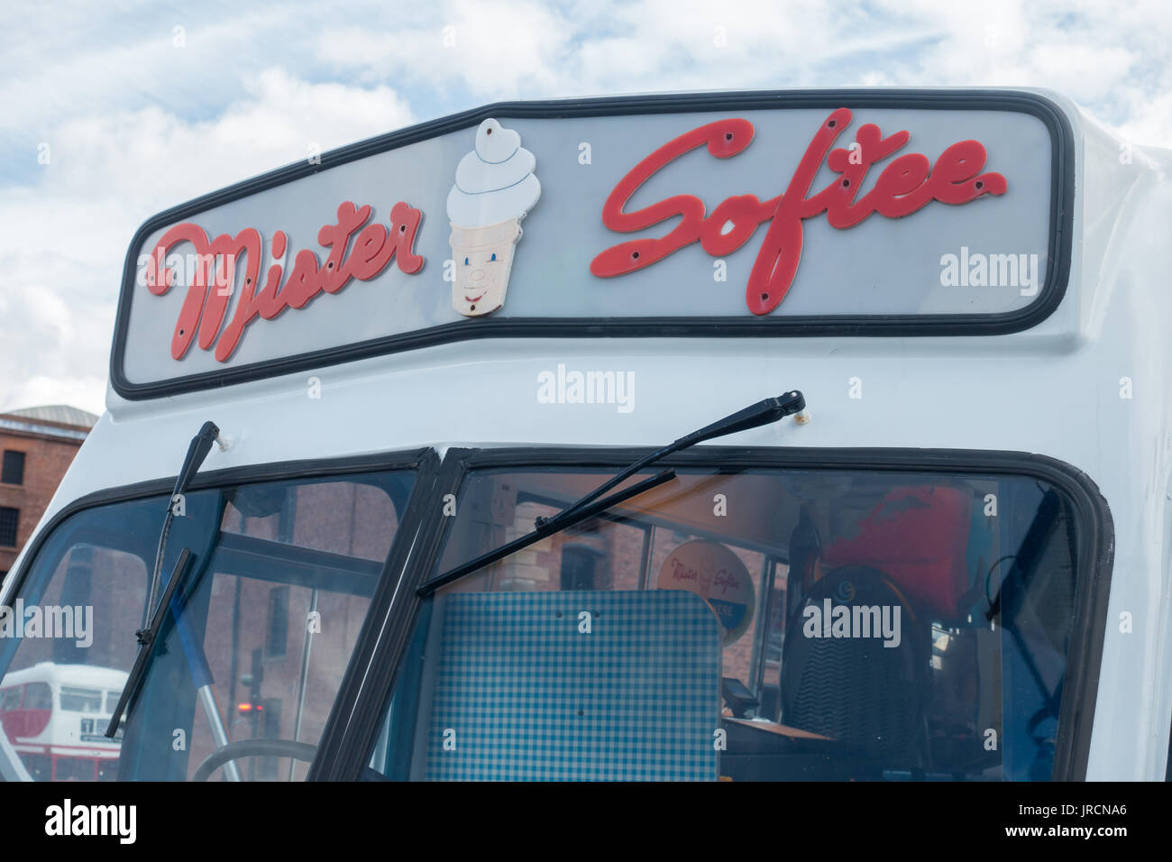 A Traditional Mr Softee Ice-cream van at The Albert Dock in Liverpool ...