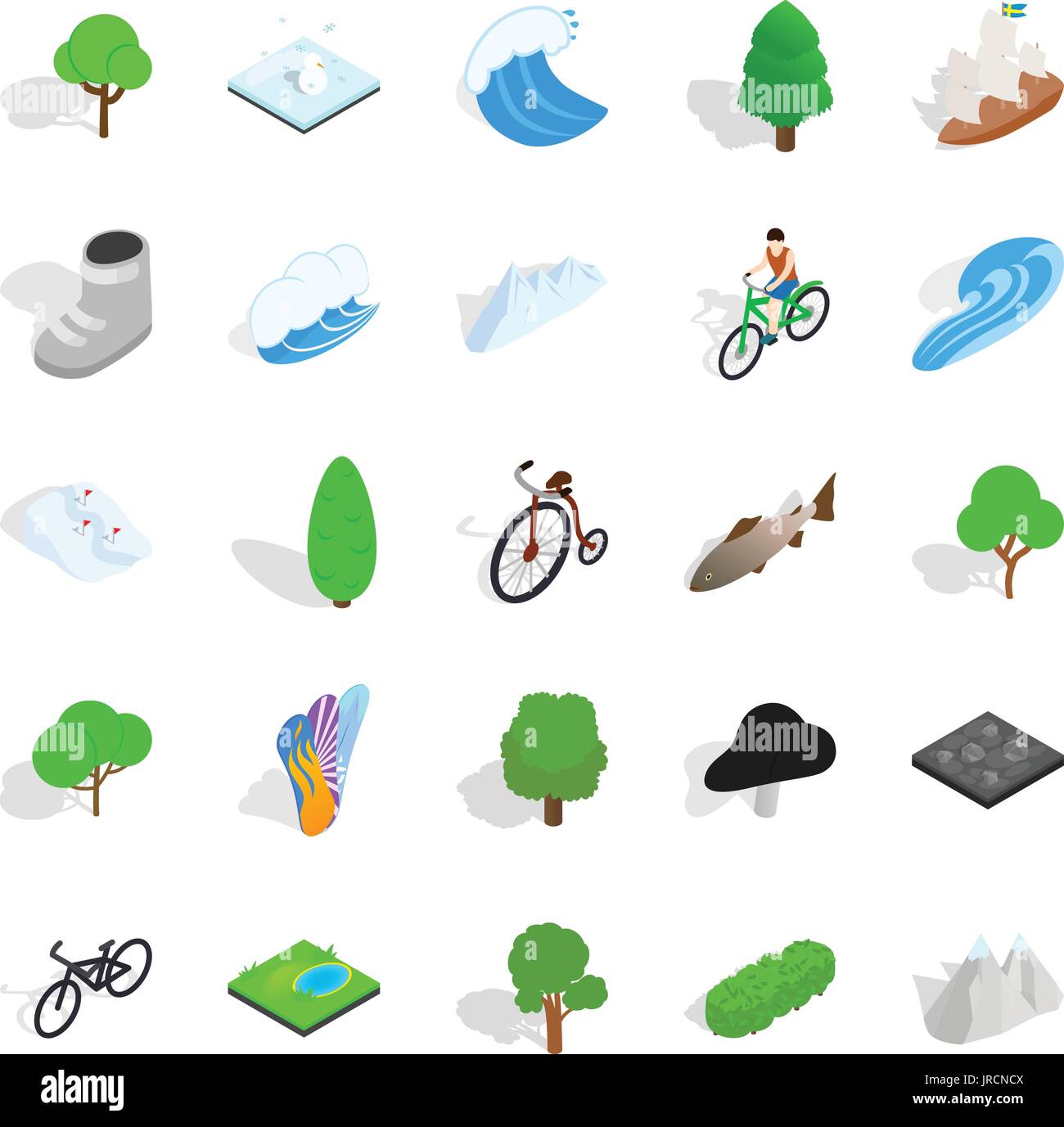 Nature icons set, isometric style Stock Vector