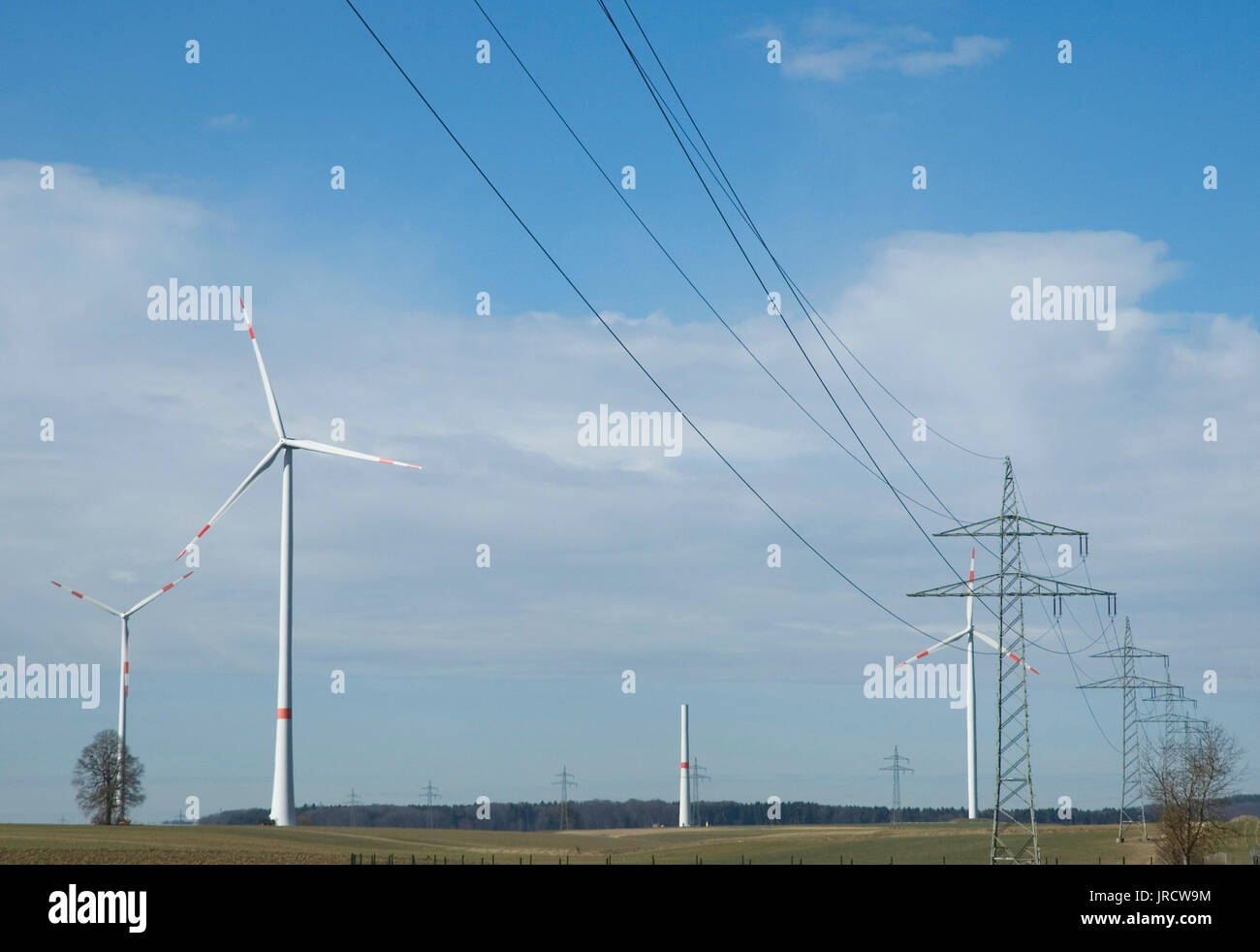Power lines and wind turbines hi-res stock photography and images - Alamy