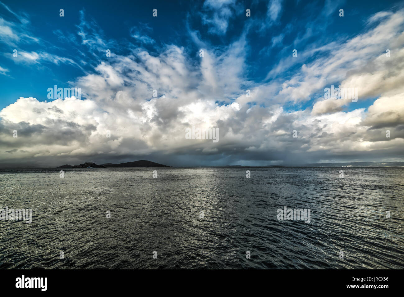 Cloudy sky over Alcatraz, California Stock Photo - Alamy