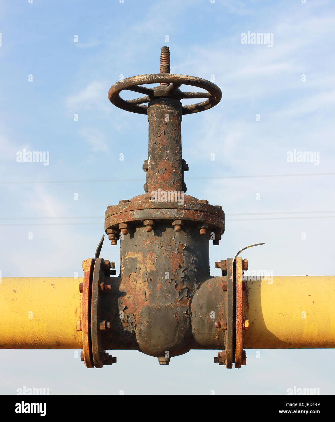 gas pipe valve Stock Photo