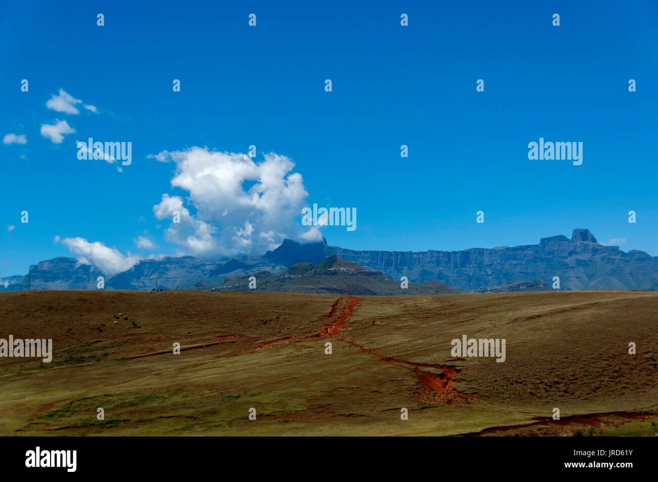 Landscape to Amphitheatre in Drakensberg mountain, South Africa Stock ...
