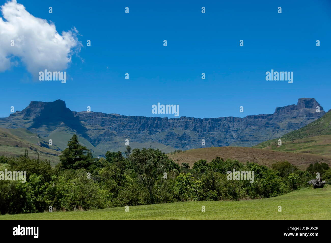 Landscape to Amphitheatre in Drakensberg mountain, South Africa Stock ...