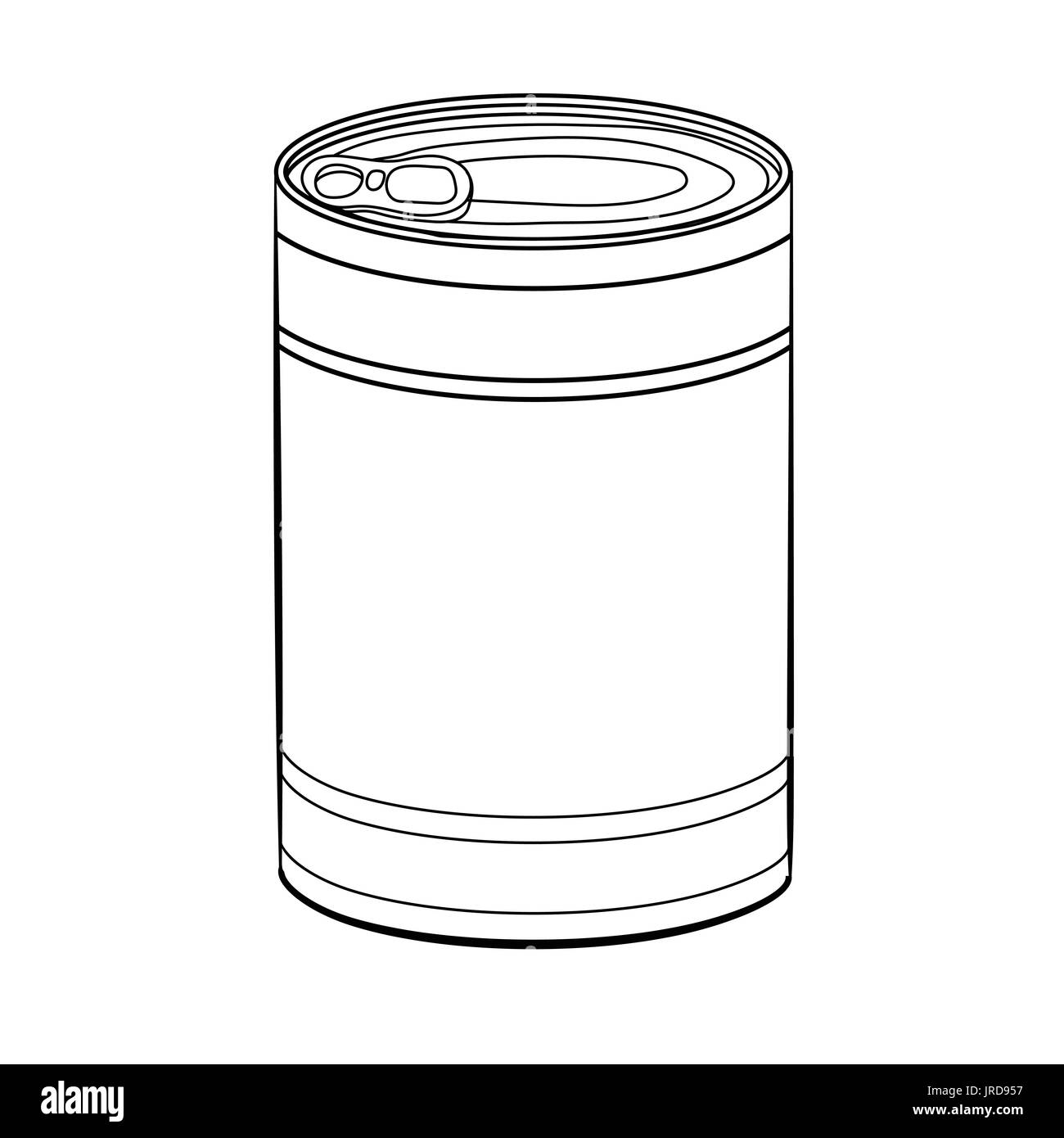 Hand drawn sketch of Food Can isolated, Black and White simple line Vector Illustration for Coloring Book - Line Drawn Vector Stock Vector