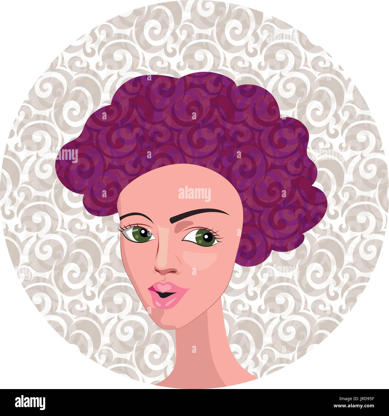 Vector Illustration of Cartoon Girl with Curly Hair Stock Vector
