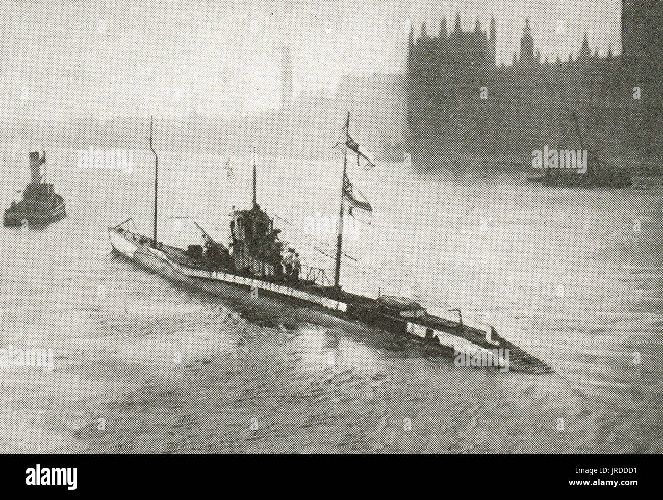 Surrendered U boat, Houses of Parliament Stock Photo