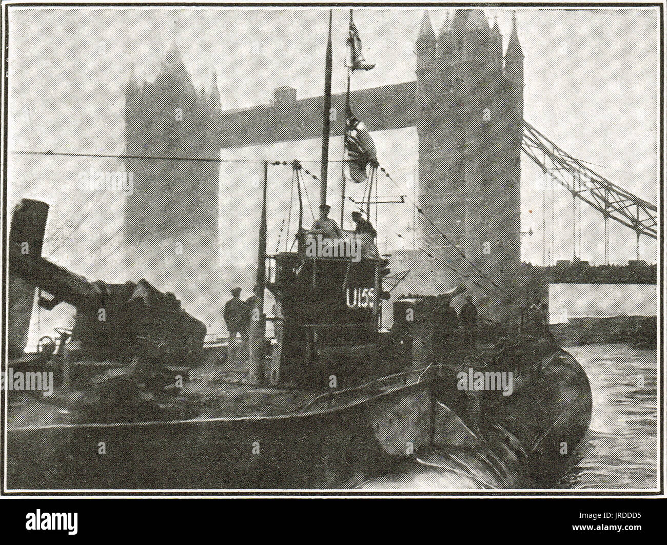 Surrendered U boat by Tower Bridge, 1918 Stock Photo