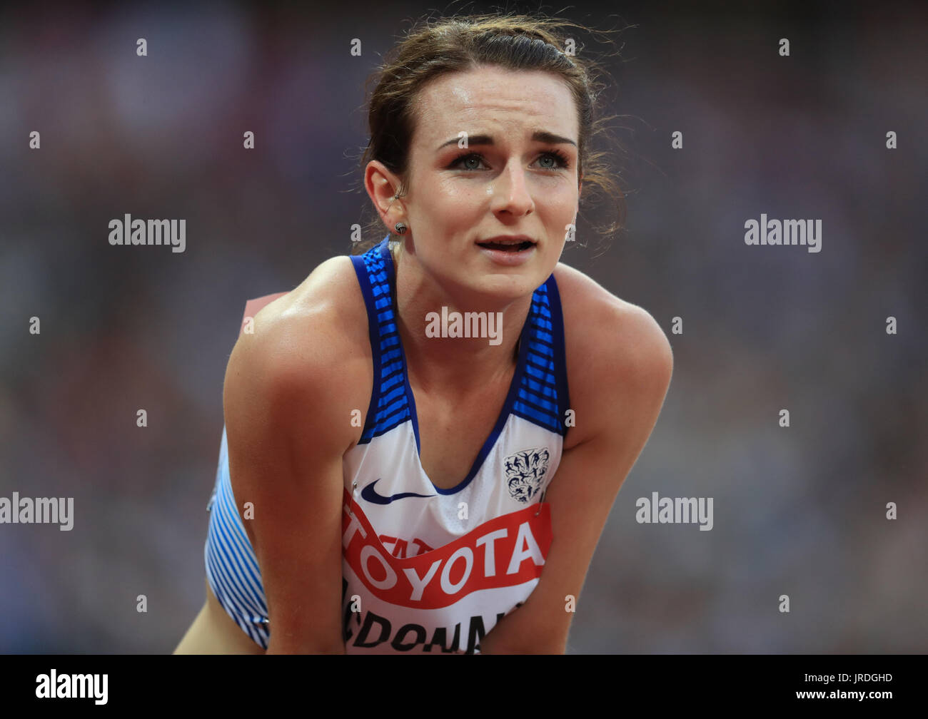 Great Britain's Sarah McDonald reacts after qualifying in the Women's