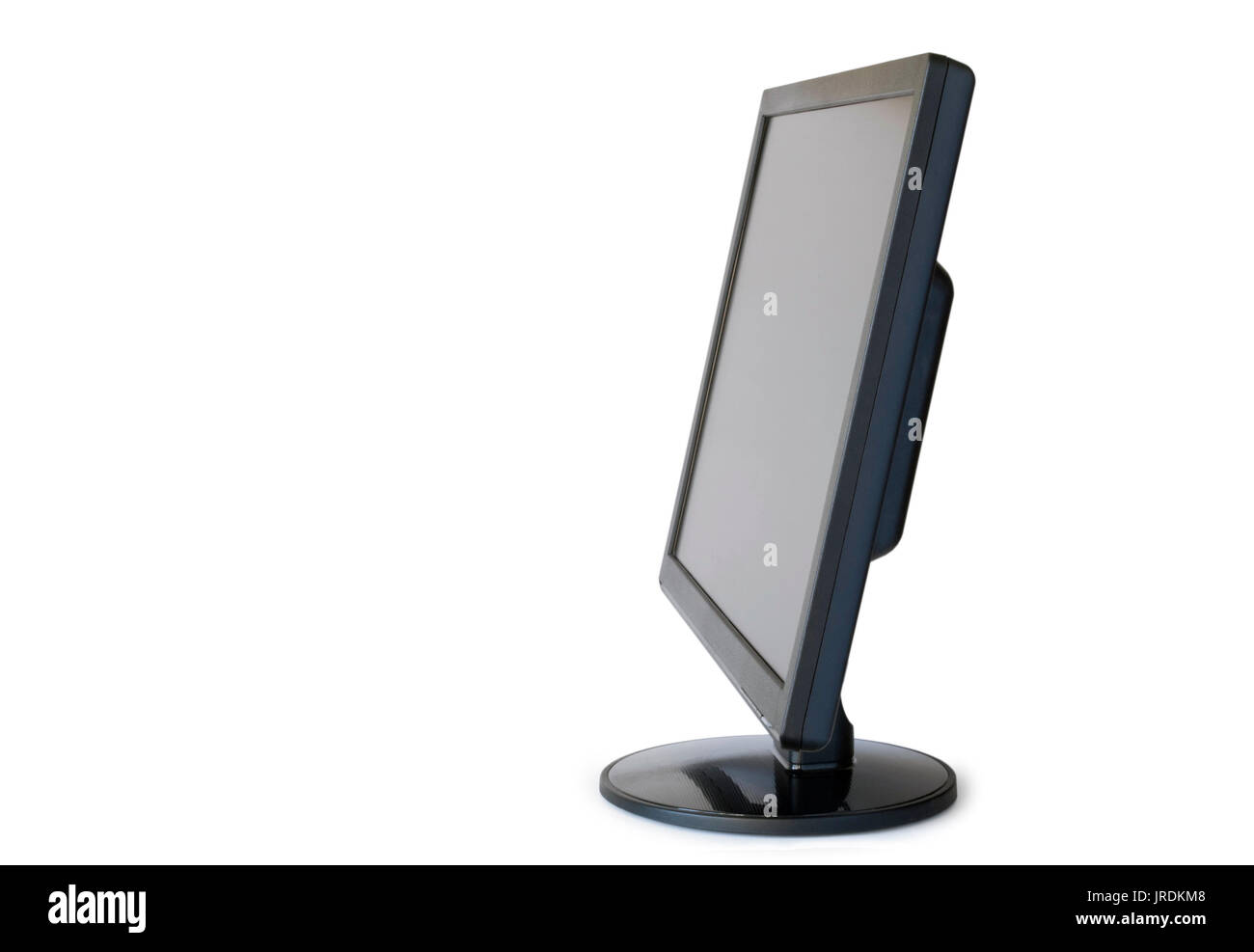 Flat panel monitor with a black screen on a white background Stock