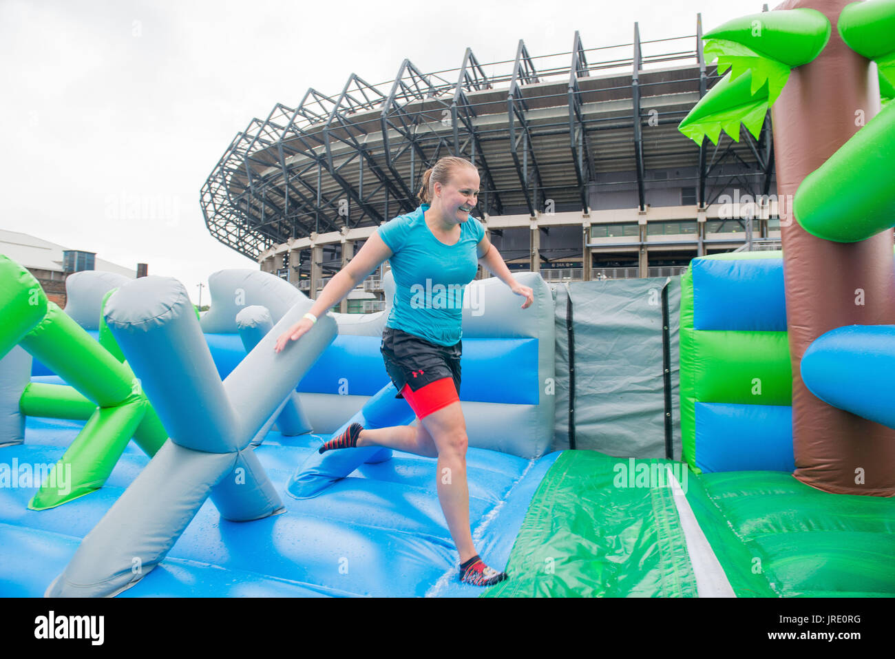 Labyrinth, world's largest inflatable obstacle course, Murrayfield Nicola Trainer Stock Photo