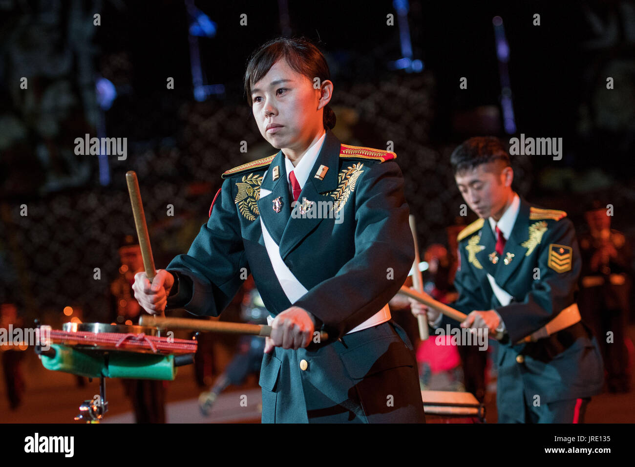 The 2017 Royal Military Tattoo, Edinburgh Castle japan ground self defence force central band Stock Photo