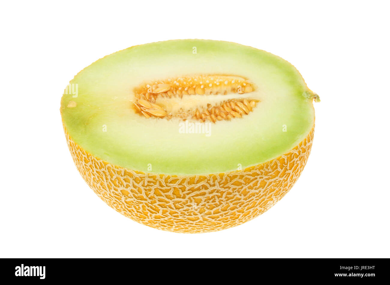 Half a galia melon isolated against white Stock Photo Alamy