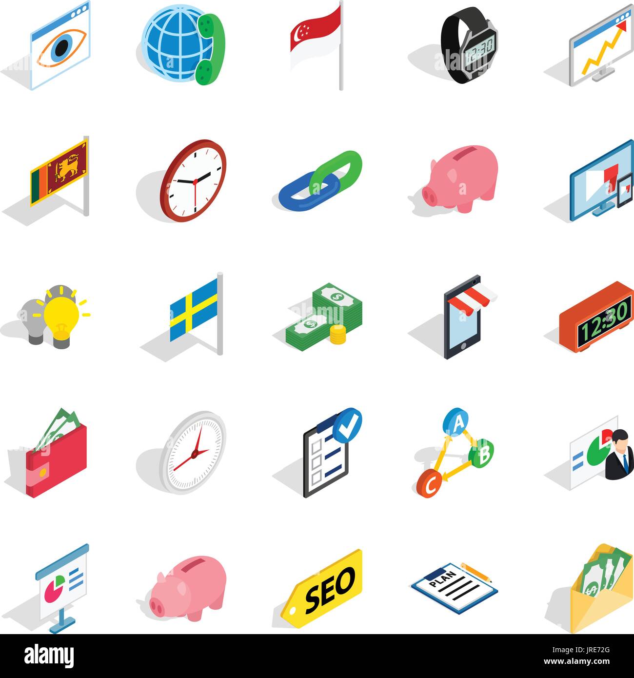 Business strategy icons set, isometric style Stock Vector Image & Art ...