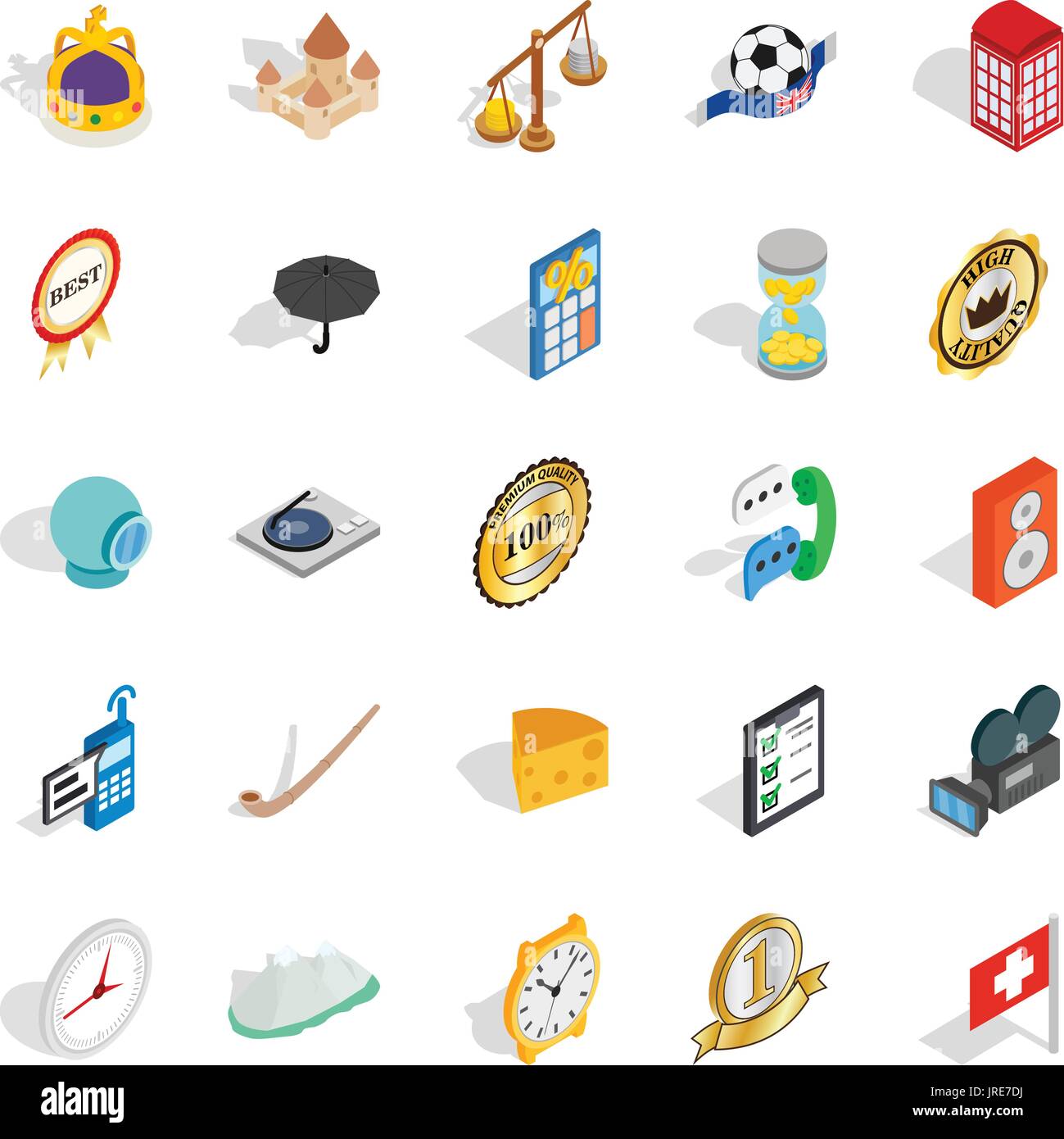 Time icons set, isometric style Stock Vector