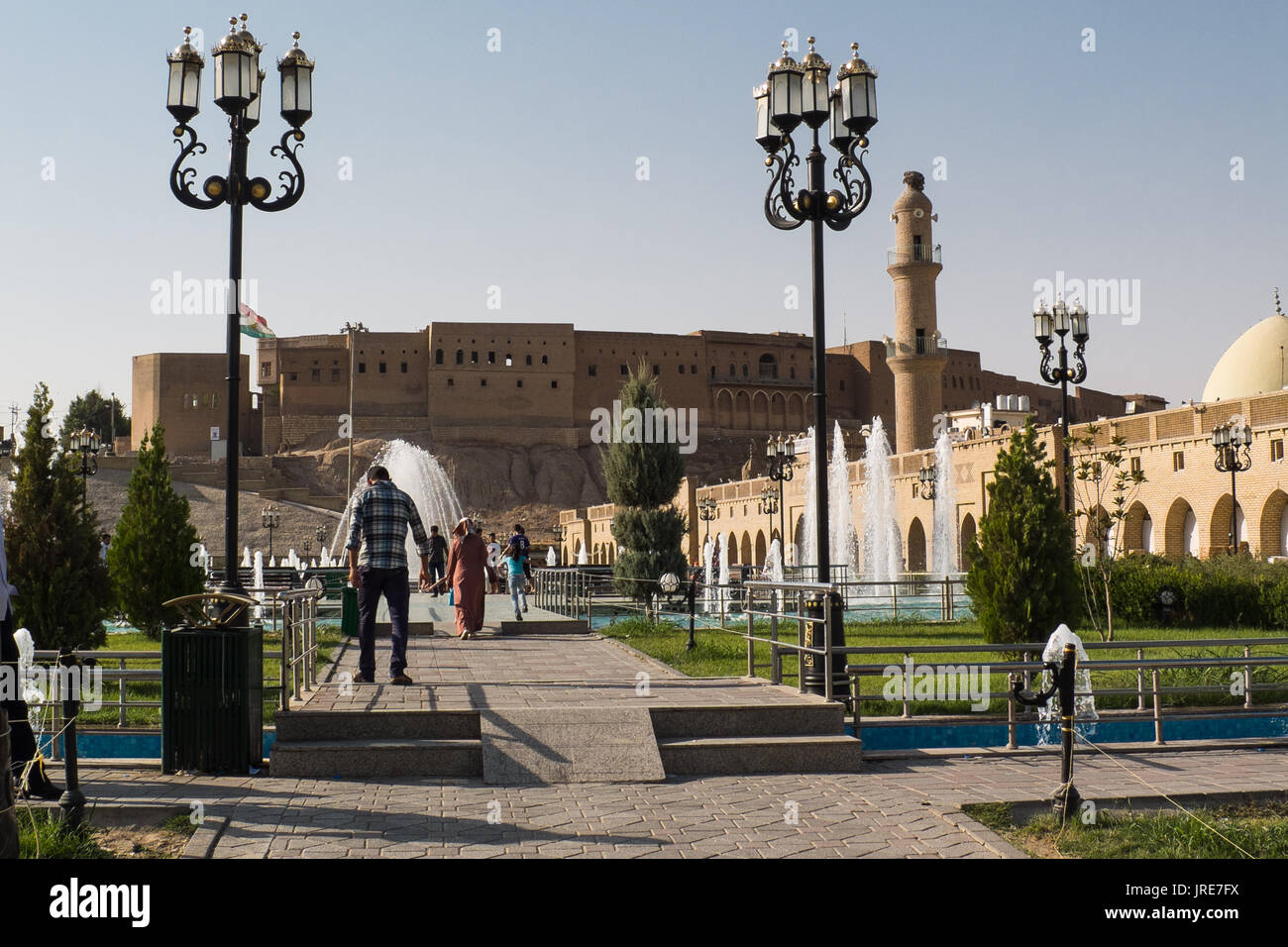 View of the ancient Citadel of Erbil in the Iraqi Kurdistan. July 2013. Stock Photo