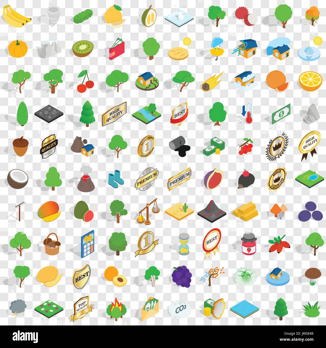 100 agriculture icons set, isometric 3d style Stock Vector Image & Art ...