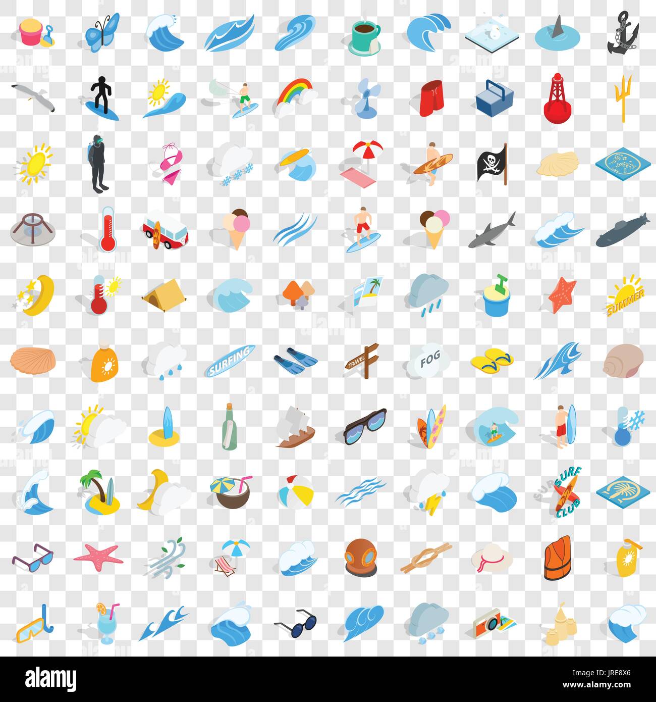 100 beach icons set, isometric 3d style Stock Vector Image & Art - Alamy