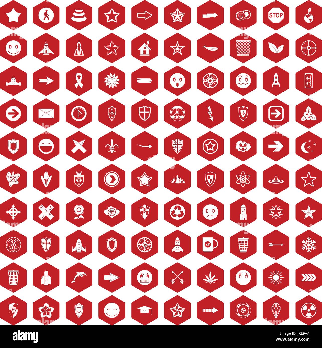 100 logotype icons hexagon red Stock Vector