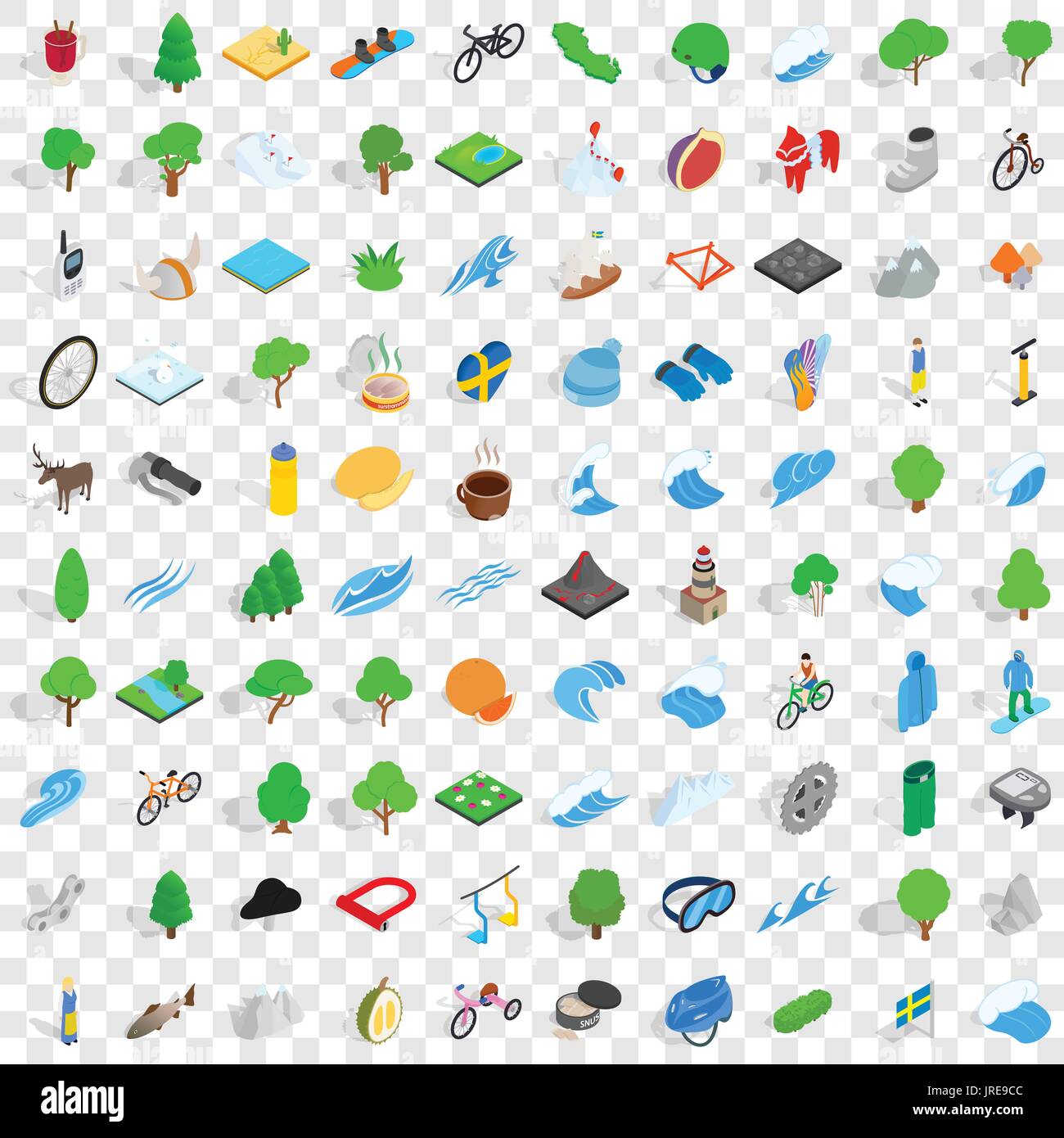 100 camping nature icons set, isometric 3d style Stock Vector Image ...