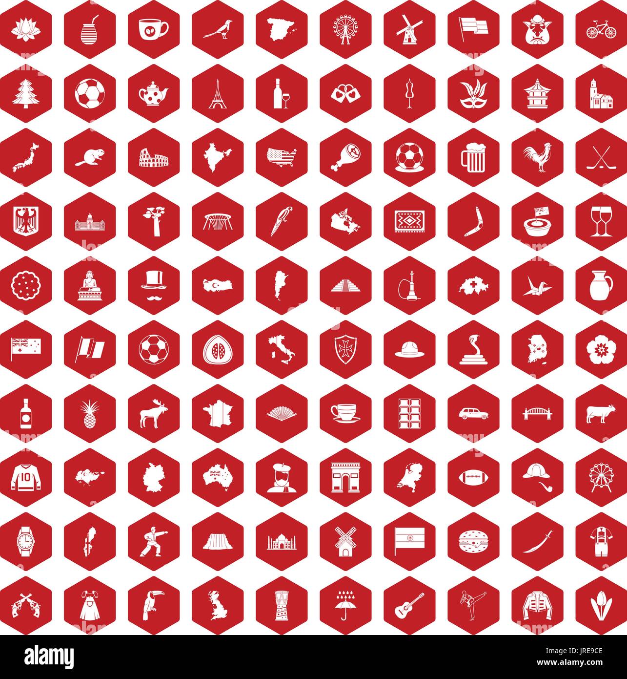 100 map icons hexagon red Stock Vector Image & Art - Alamy