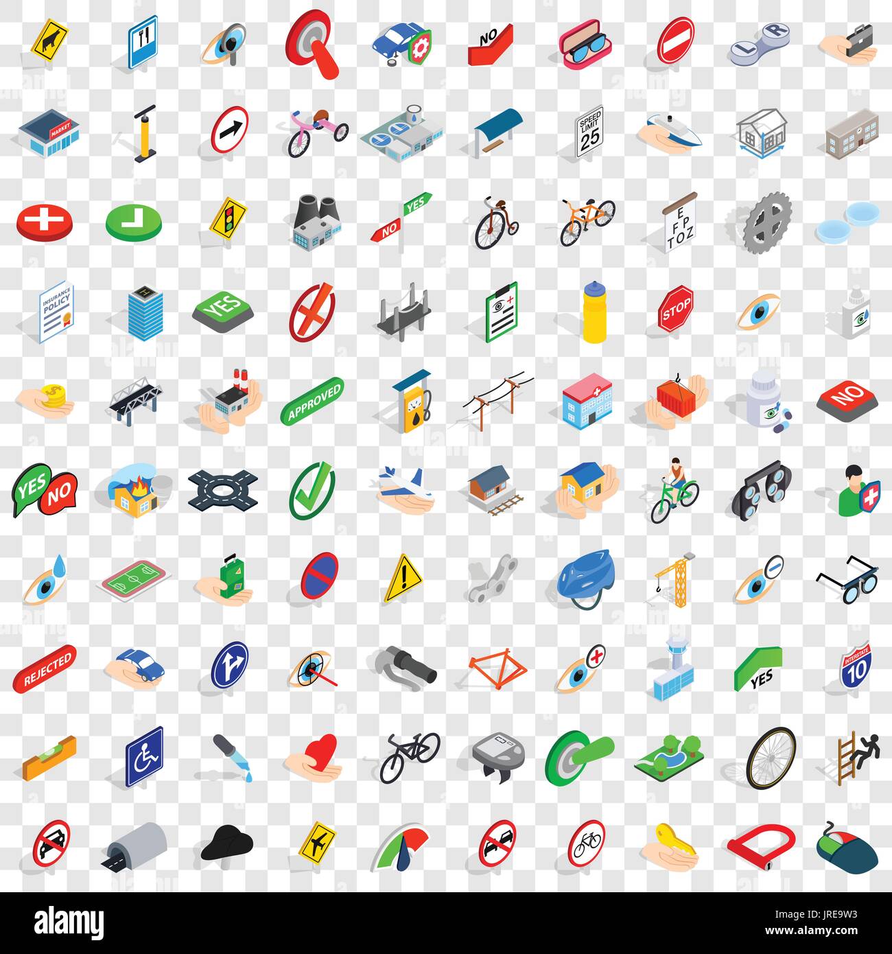 100 cross icons set, isometric 3d style Stock Vector