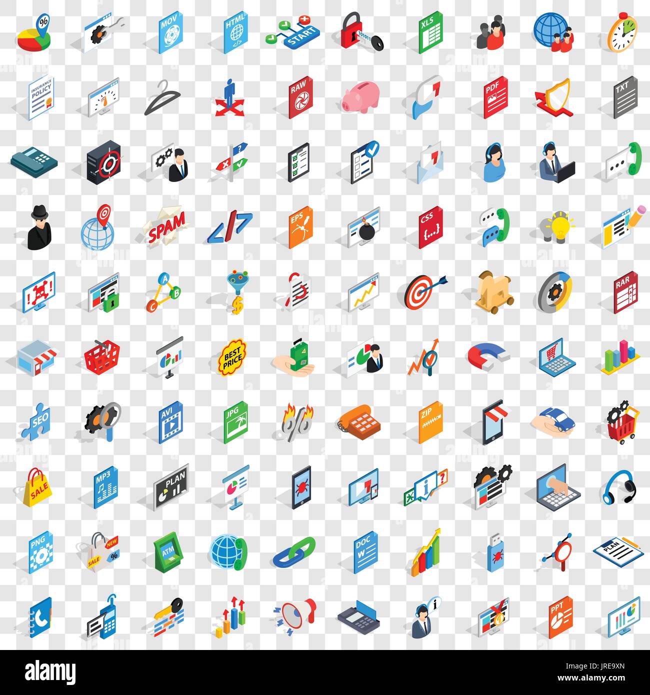 100 data icons set, isometric 3d style Stock Vector Image & Art - Alamy