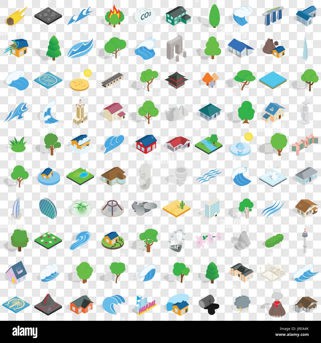 100 elements icons set, isometric 3d style Stock Vector