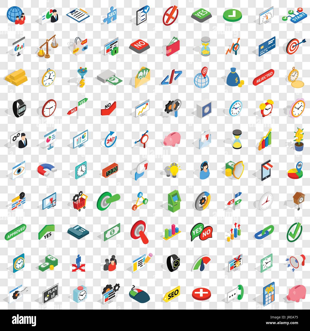 100 exchange icons set, isometric 3d style Stock Vector