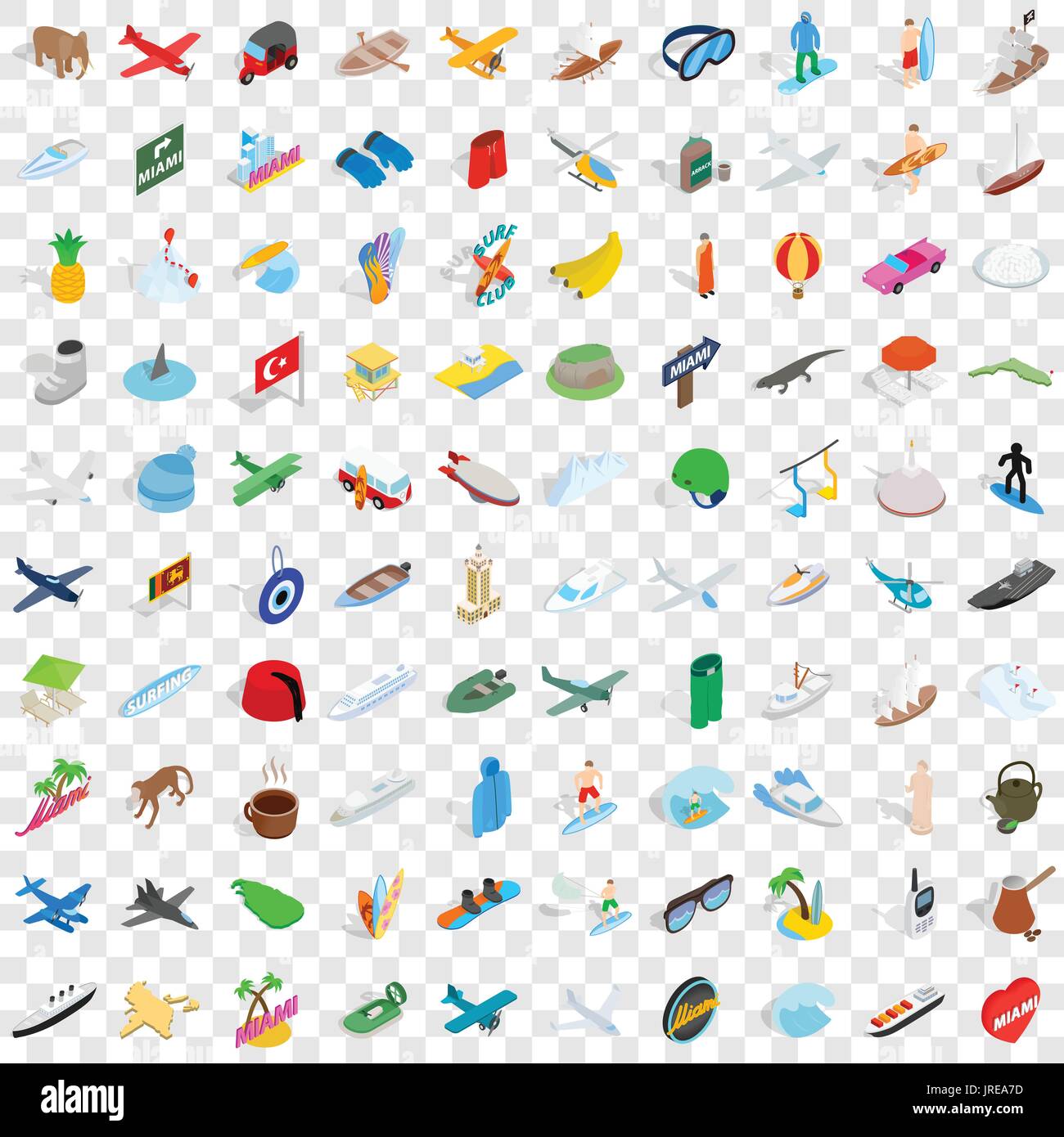 100 experience icons set, isometric 3d style Stock Vector