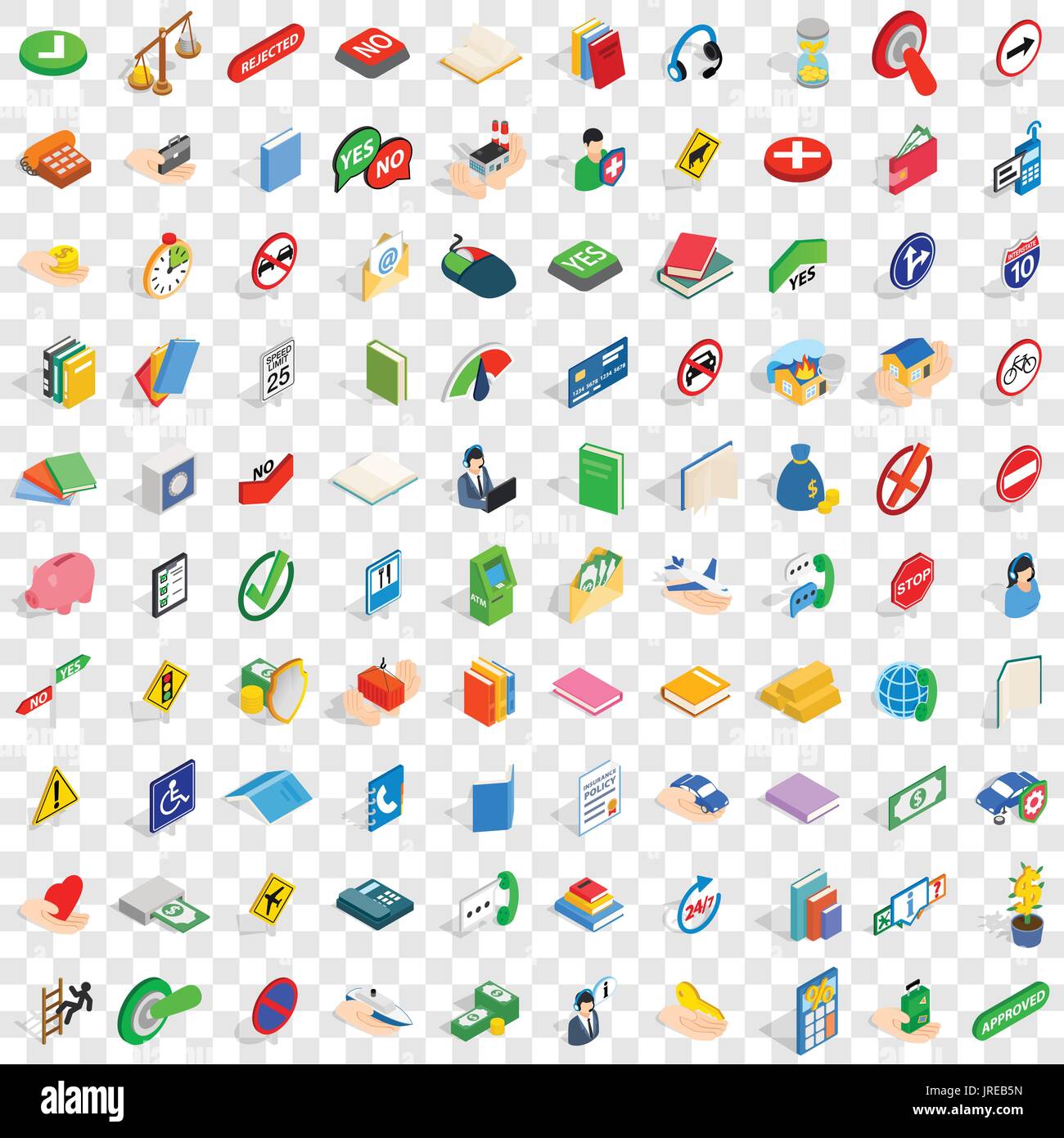 100 helpful icons set, isometric 3d style Stock Vector