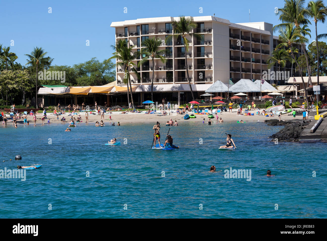 HI00448-00...HAWAI'I - Kailua Bay and the Courtyard By Marriott King Kamehameha's in the town of Aloha Kona along the Kona Coast. Stock Photo