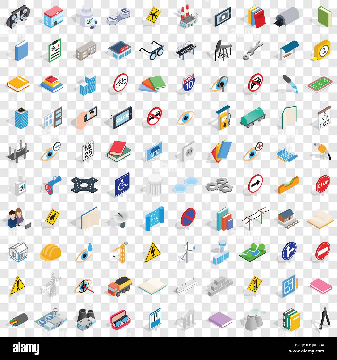100 innovation icons set, isometric 3d style Stock Vector