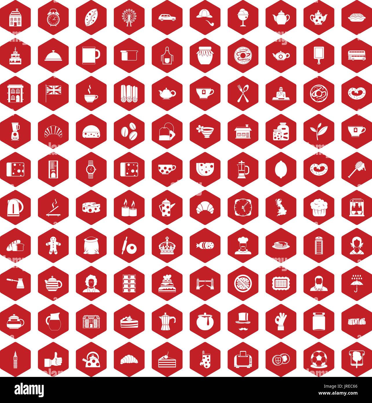 100 tea time food icons hexagon red Stock Vector Image & Art - Alamy