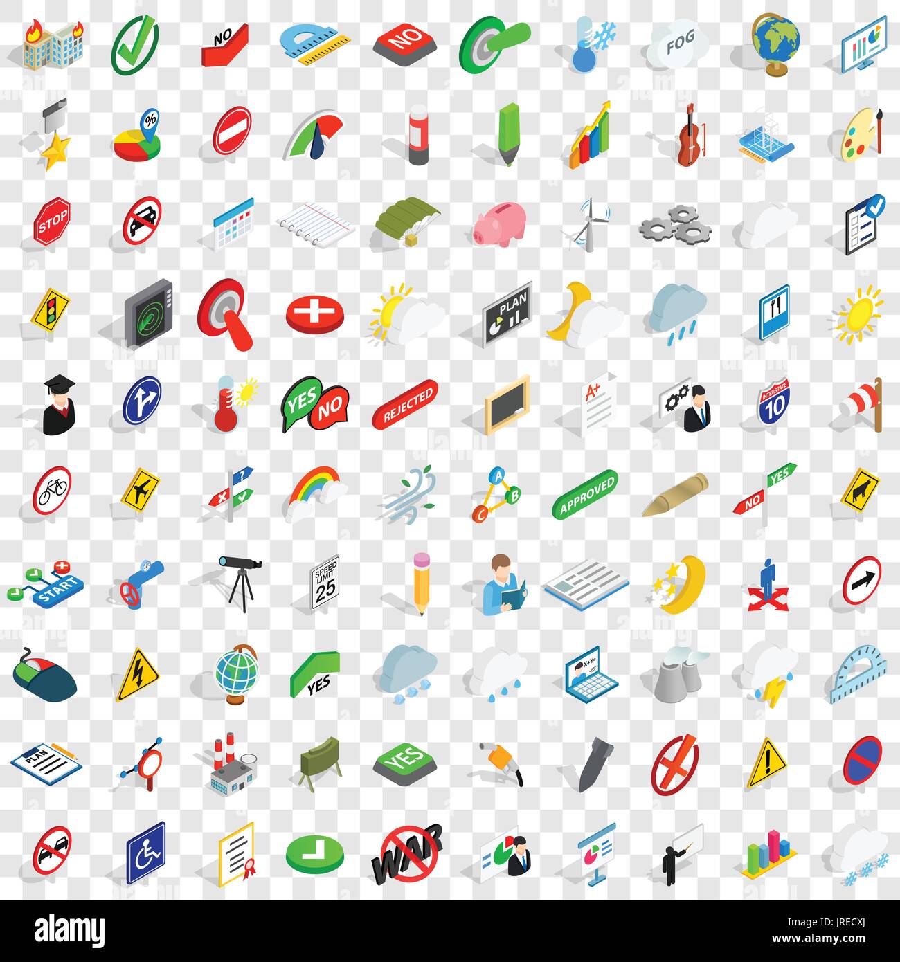 100 pointer icons set, isometric 3d style Stock Vector