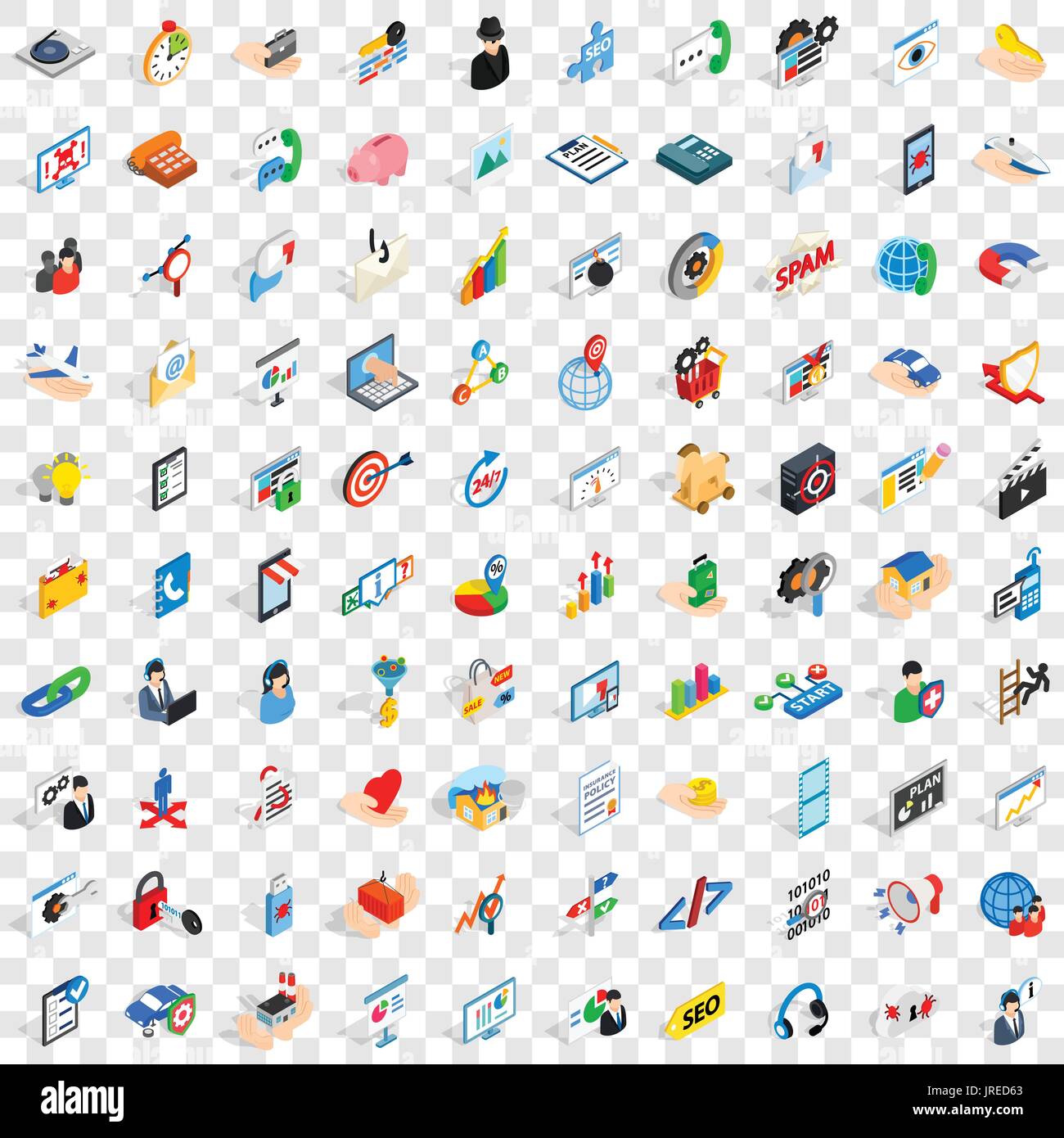 100 research development icons set Stock Vector