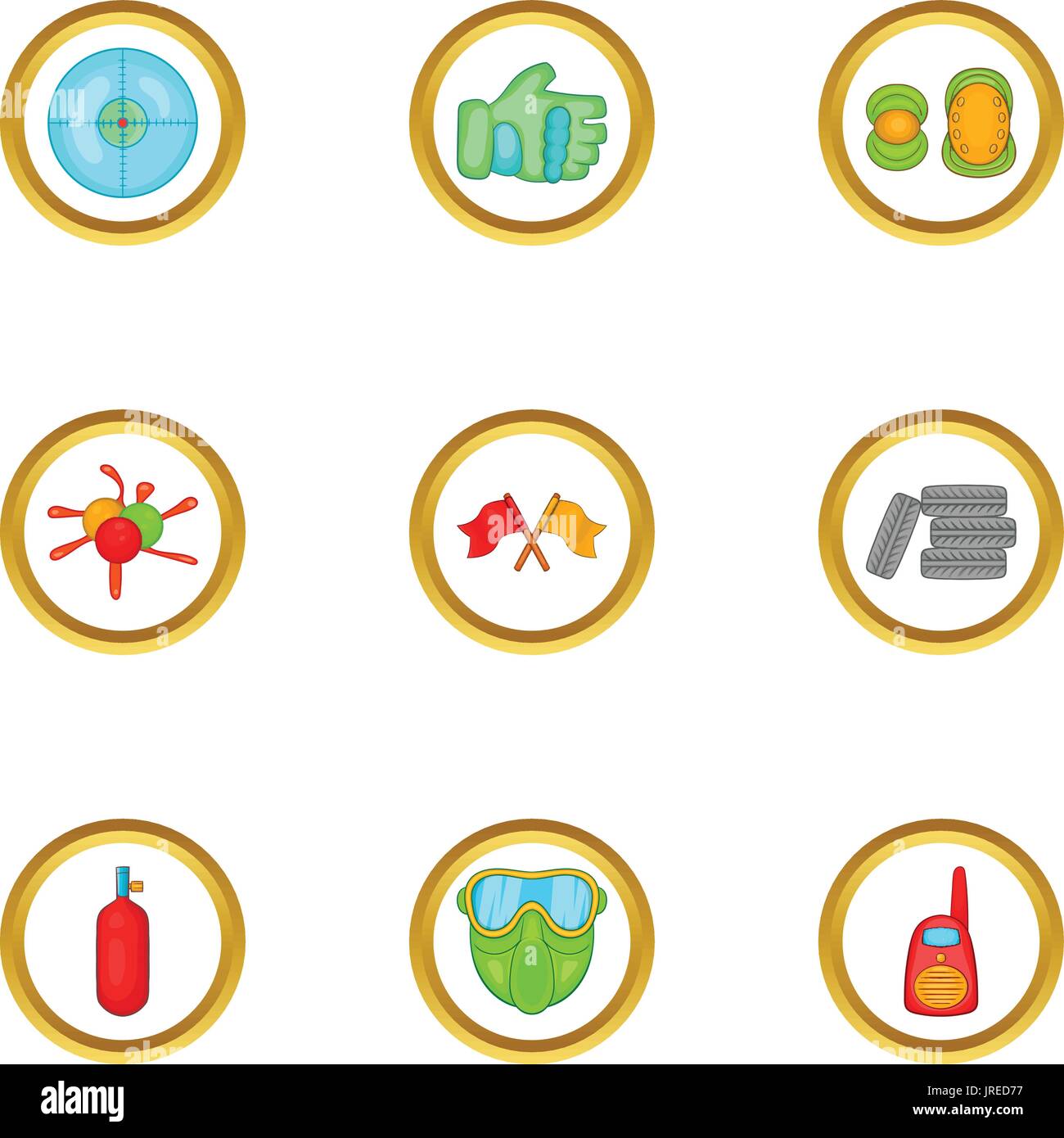 Paintball accessories icons set, cartoon style Stock Vector Image & Art ...