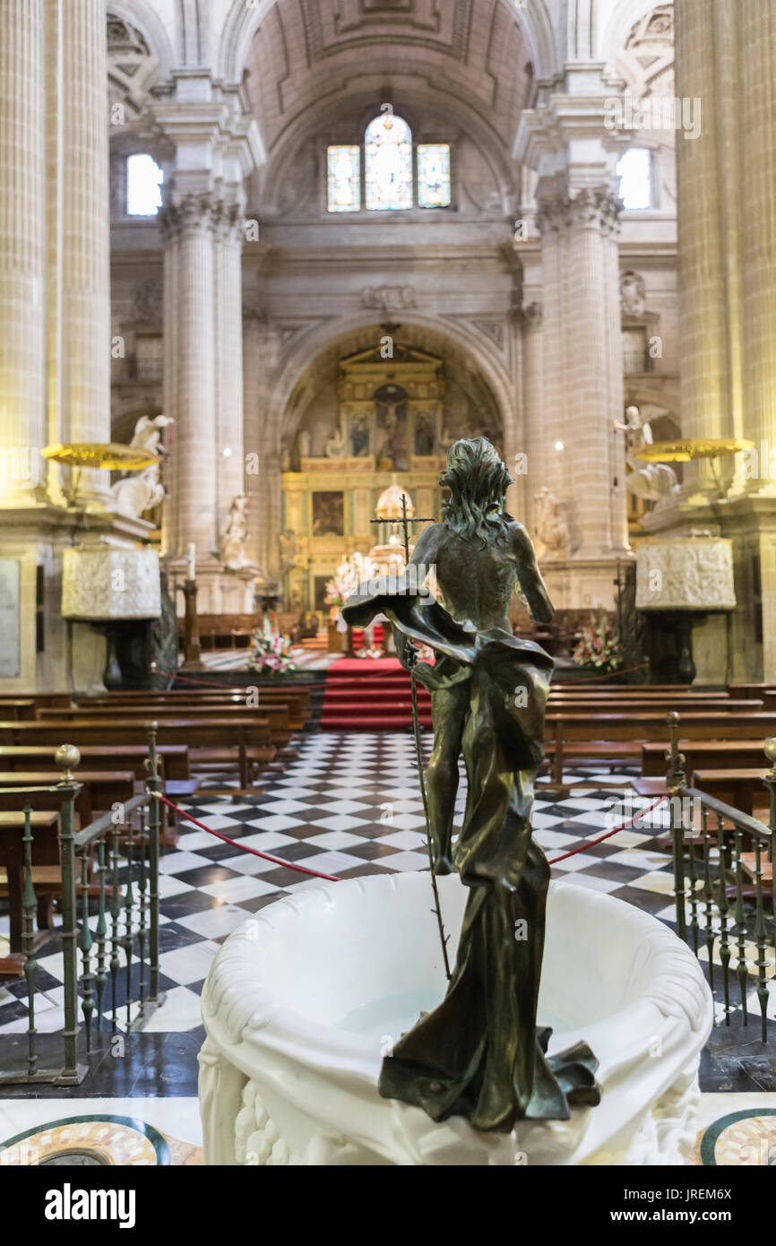 Bronze figure represented to Jesus Christ, located in front of the choir in the Cathedral of Jaen, Andalusia, Spain Stock Photo