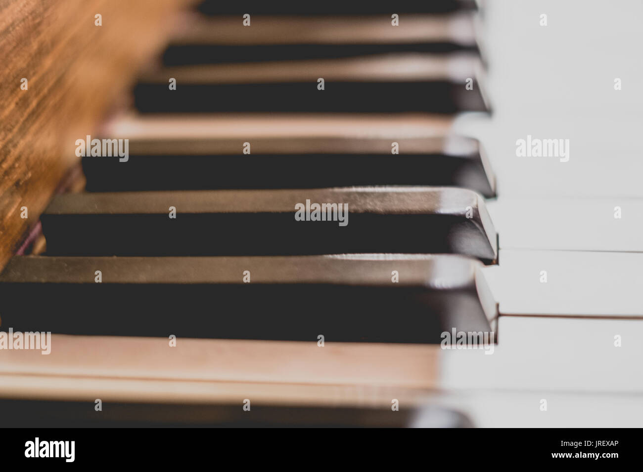 piano keys closeup - vintage piano macro Stock Photo